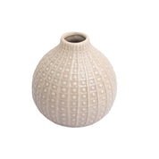 Brown Ceramic Vase - Textured Pattern, Flower Holder