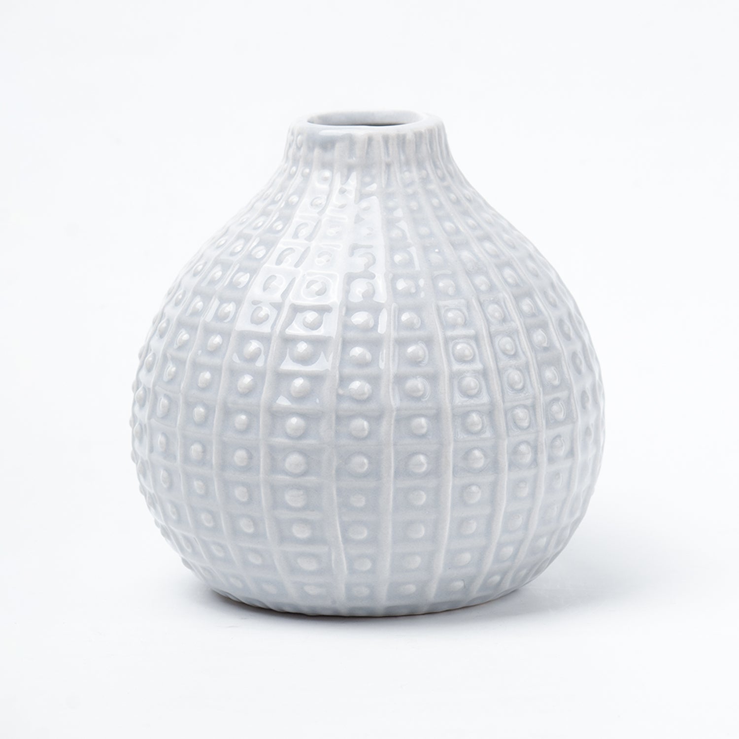 Grey Ceramic Vase - Textured Pattern, Flower Holder