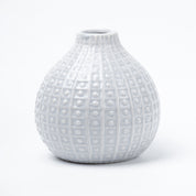 Grey Ceramic Vase - Textured Pattern, Flower Holder