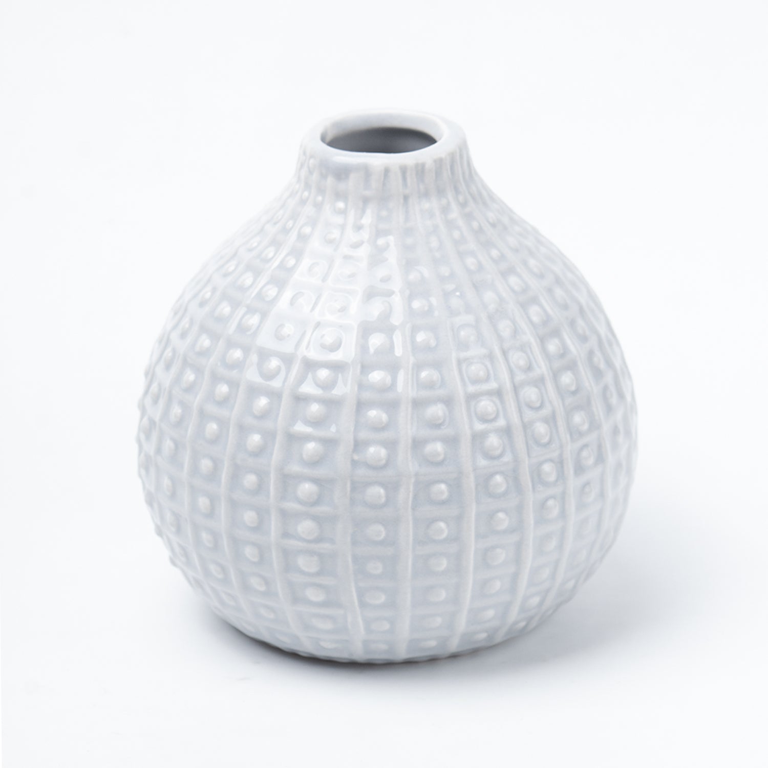 Grey Ceramic Vase - Textured Pattern, Flower Holder