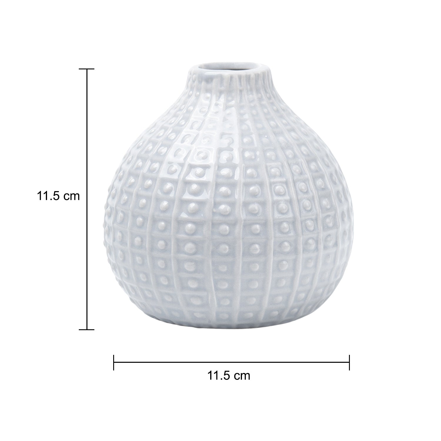 Grey Ceramic Vase - Textured Pattern, Flower Holder