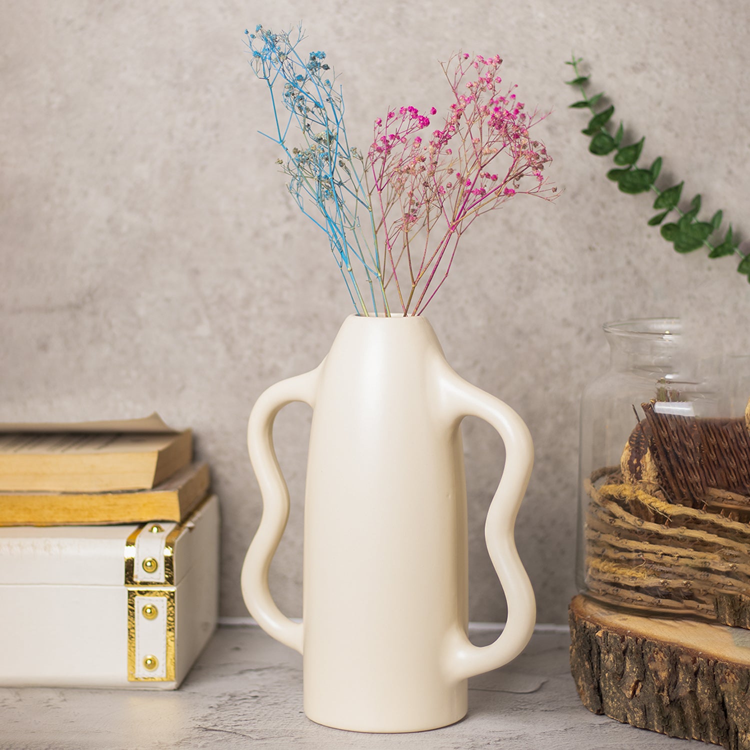 Grey Ceramic Curvy Vase - Curvy, Flower Holder