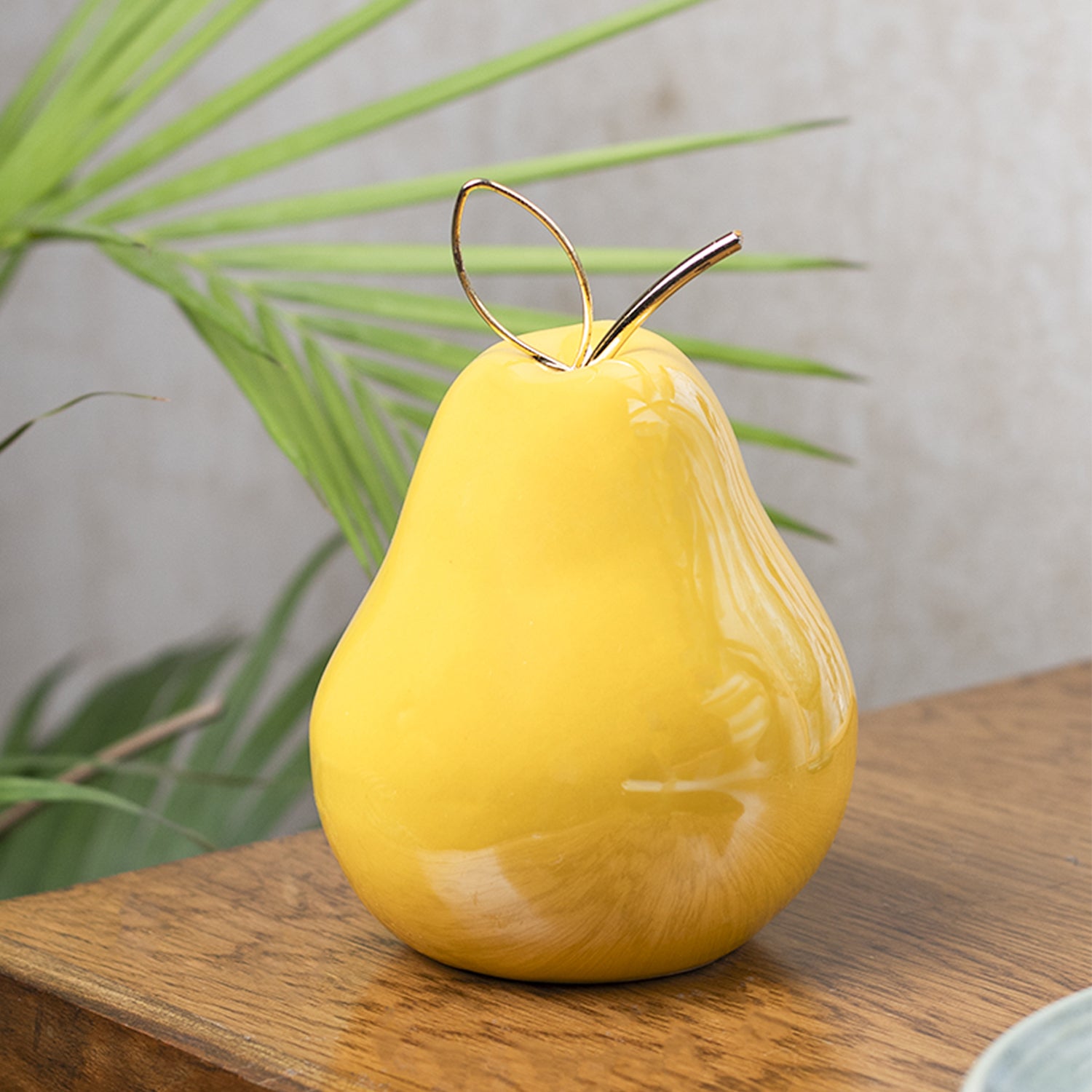 Ceramic Pear sculpture - Golden, Décor Ornament