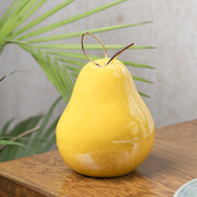 Ceramic Pear sculpture - Golden, Décor Ornament