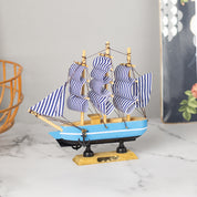 Blue Wooden Marine Nautical Sailing Boat Ship Ornament