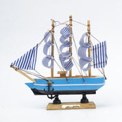 Blue Wooden Marine Nautical Sailing Boat Ship Ornament