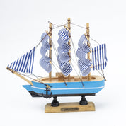 Blue Wooden Marine Nautical Sailing Boat Ship Ornament