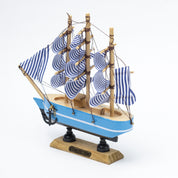 Blue Wooden Marine Nautical Sailing Boat Ship Ornament