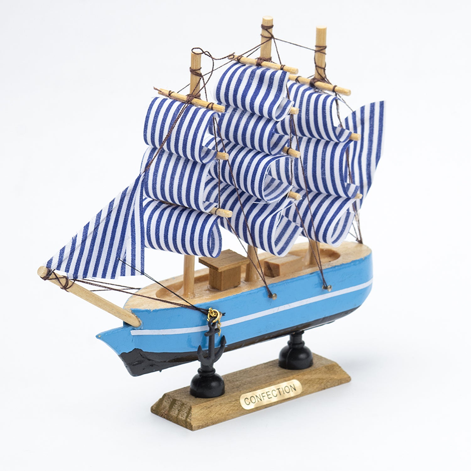 Blue Wooden Marine Nautical Sailing Boat Ship Ornament