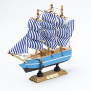 Blue Wooden Marine Nautical Sailing Boat Ship Ornament