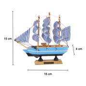 Blue Wooden Marine Nautical Sailing Boat Ship Ornament