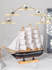 White Wooden Marine Nautical Sailing Boat Ship Ornament - MARKET99