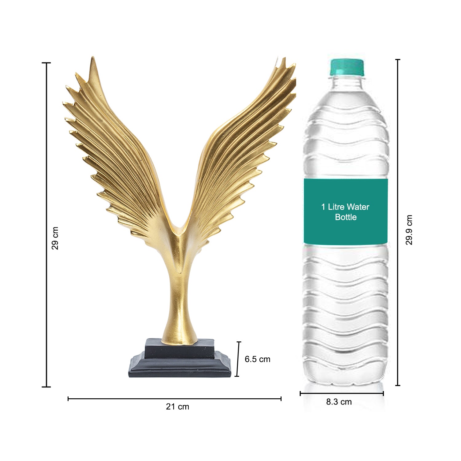 Decorative Golden Wings Statue Home & Office Décor 21CM