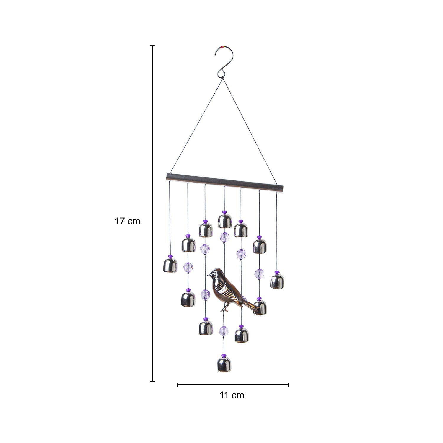 Unique Silver Decorative Wind Chime For Home - 18 X 2 X 48 Cm