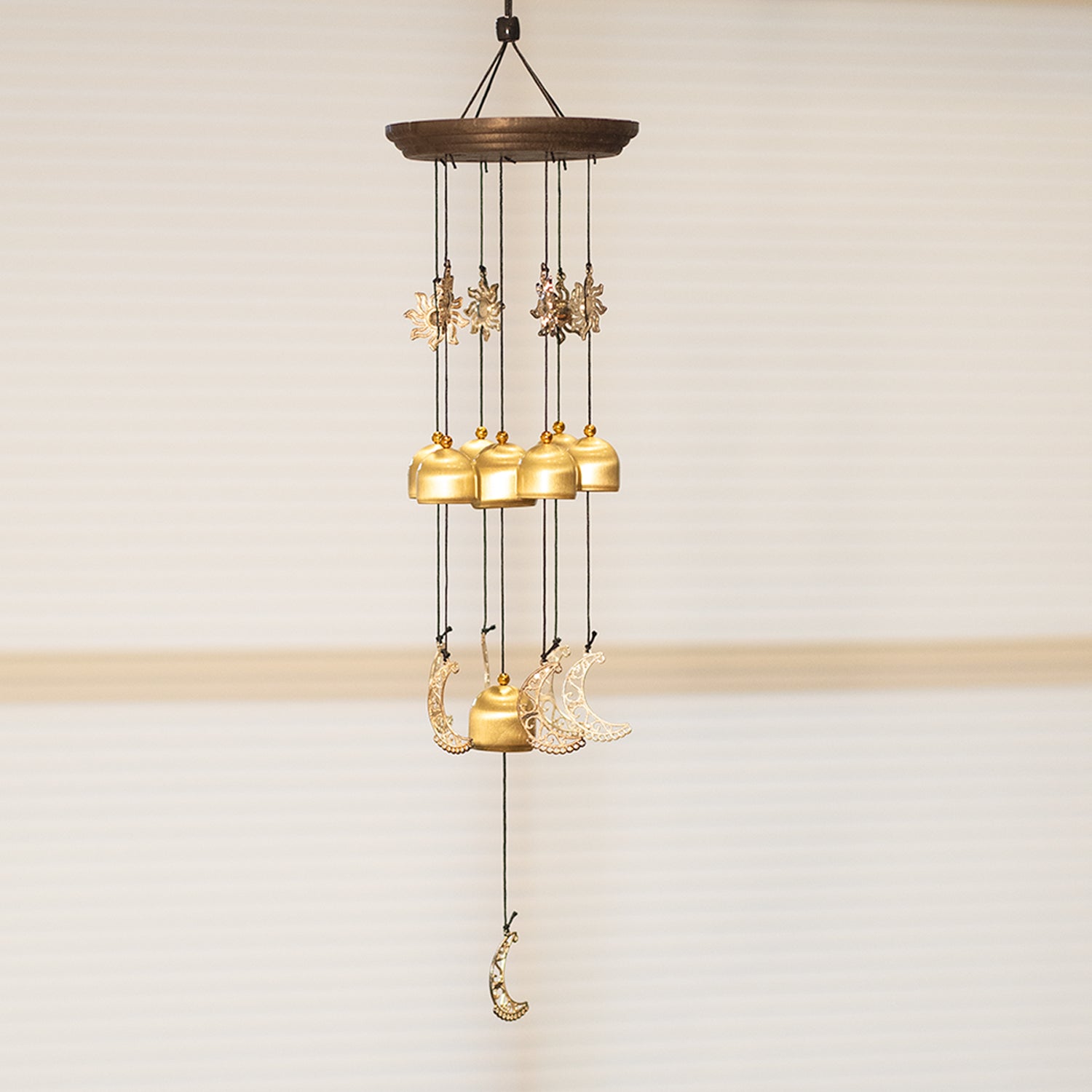 Unique Golden Decorative Wind Chime For Home - 11.5 X 11.5 X 55 Cm