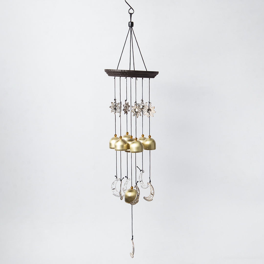 Unique Golden Decorative Wind Chime For Home - 11.5 X 11.5 X 55 Cm