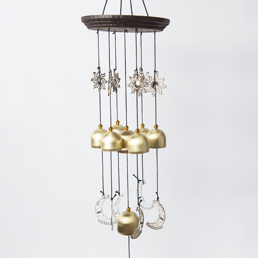 Unique Golden Decorative Wind Chime For Home - 11.5 X 11.5 X 55 Cm