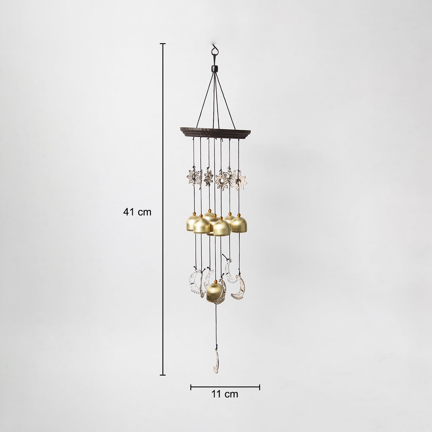 Unique Golden Decorative Wind Chime For Home - 11.5 X 11.5 X 55 Cm