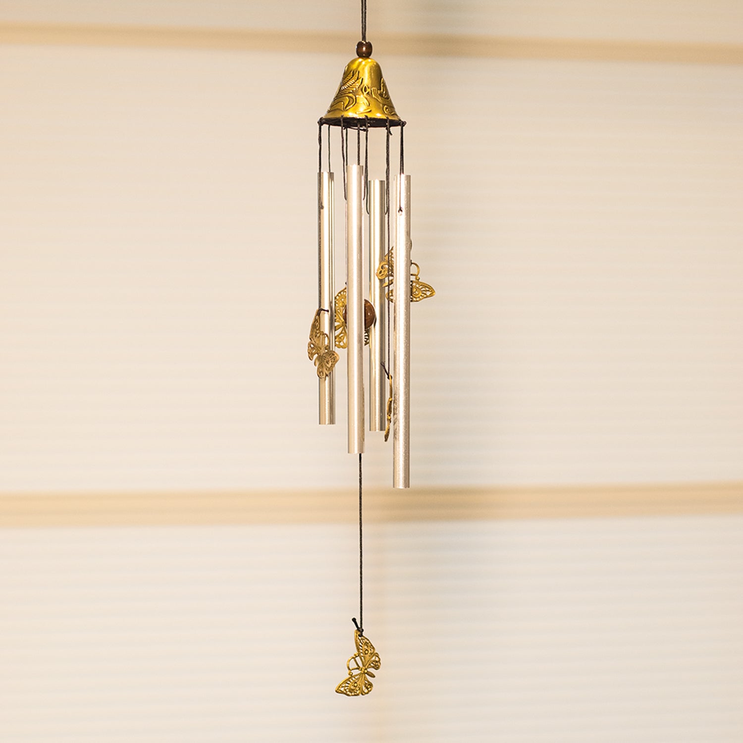 Unique Silver & Copper Decorative Wind Chime For Home - 7 X 7 X 53.5 Cm