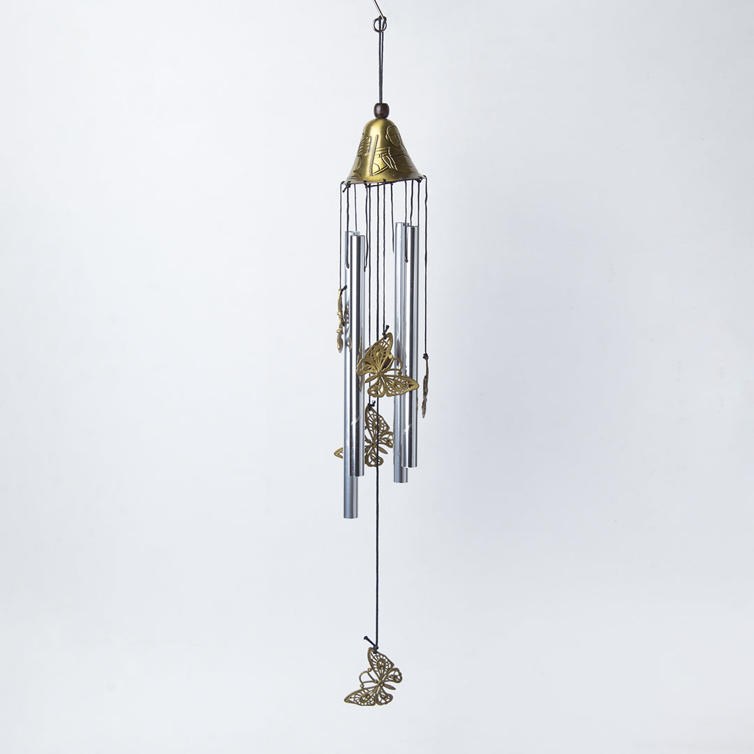 Unique Silver & Copper Decorative Wind Chime For Home - 7 X 7 X 53.5 Cm