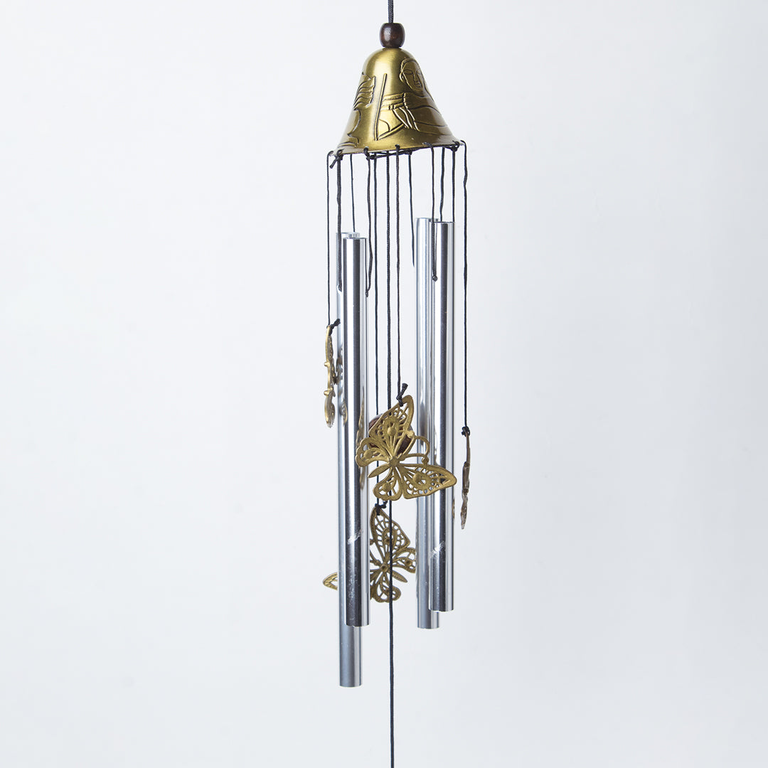 Unique Silver & Copper Decorative Wind Chime For Home - 7 X 7 X 53.5 Cm