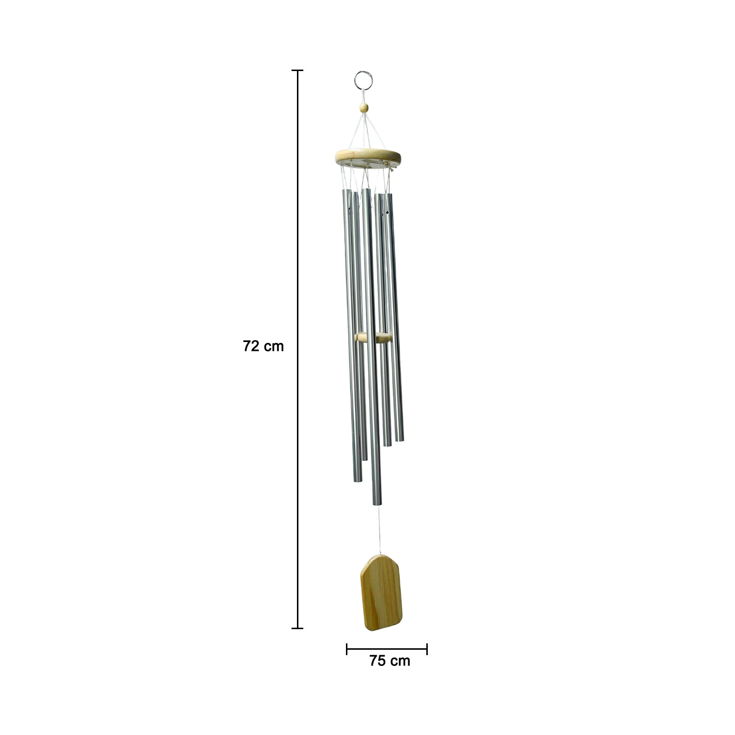 Unique Silver Decorative Wind Chime For Home - 8.5 X 8.5 X 78 Cm