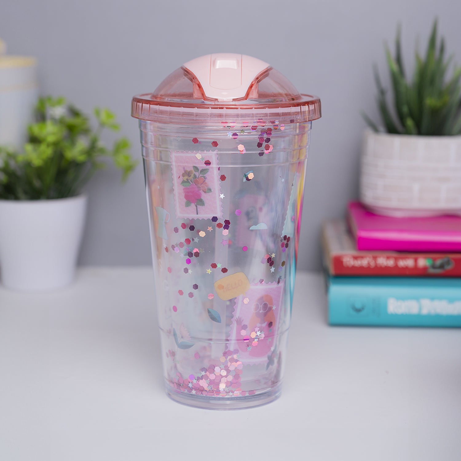 Reuseable Tumbler Sipper Cup - Pink, 450mL