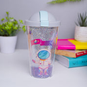 Reuseable Tumbler Sipper Cup With Lid - Grey, 450mL