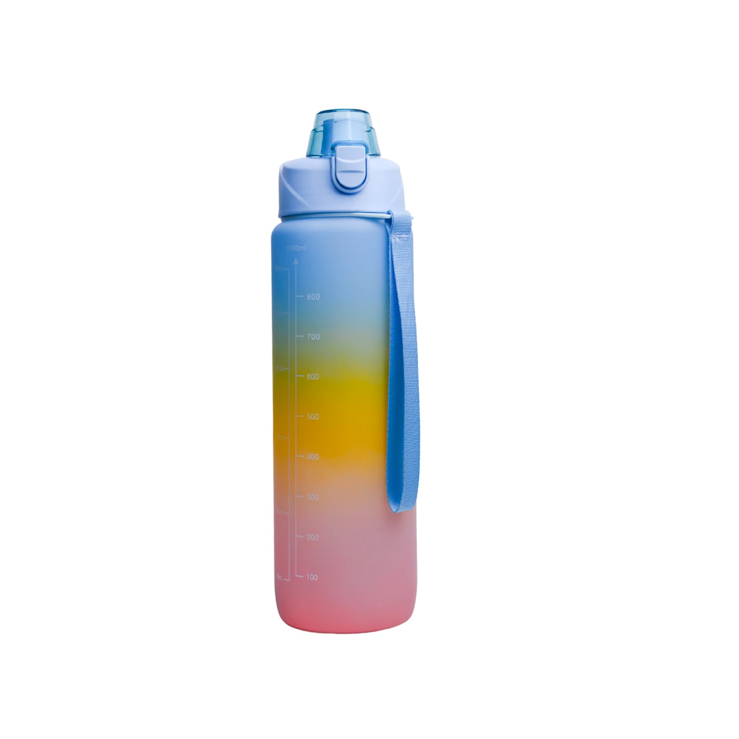 Motivational Sipper Travel Water Bottle, Blue-Yellow-Pink, 1 Liter