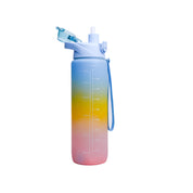Motivational Sipper Travel Water Bottle, Blue-Yellow-Pink, 1 Liter