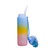 Motivational Sipper Travel Water Bottle, Blue-Yellow-Pink, 1 Liter