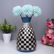 Decorative Flower Vase - Black, White and Blue
