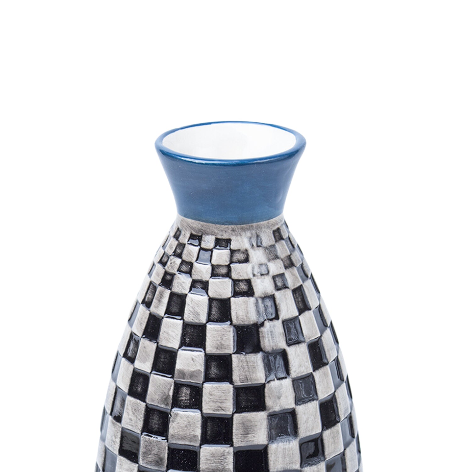 Decorative Flower Vase - Black, White and Blue