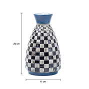 Decorative Flower Vase - Black, White and Blue