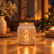 Hanging Tealight Holder - Ceramic & Brown
