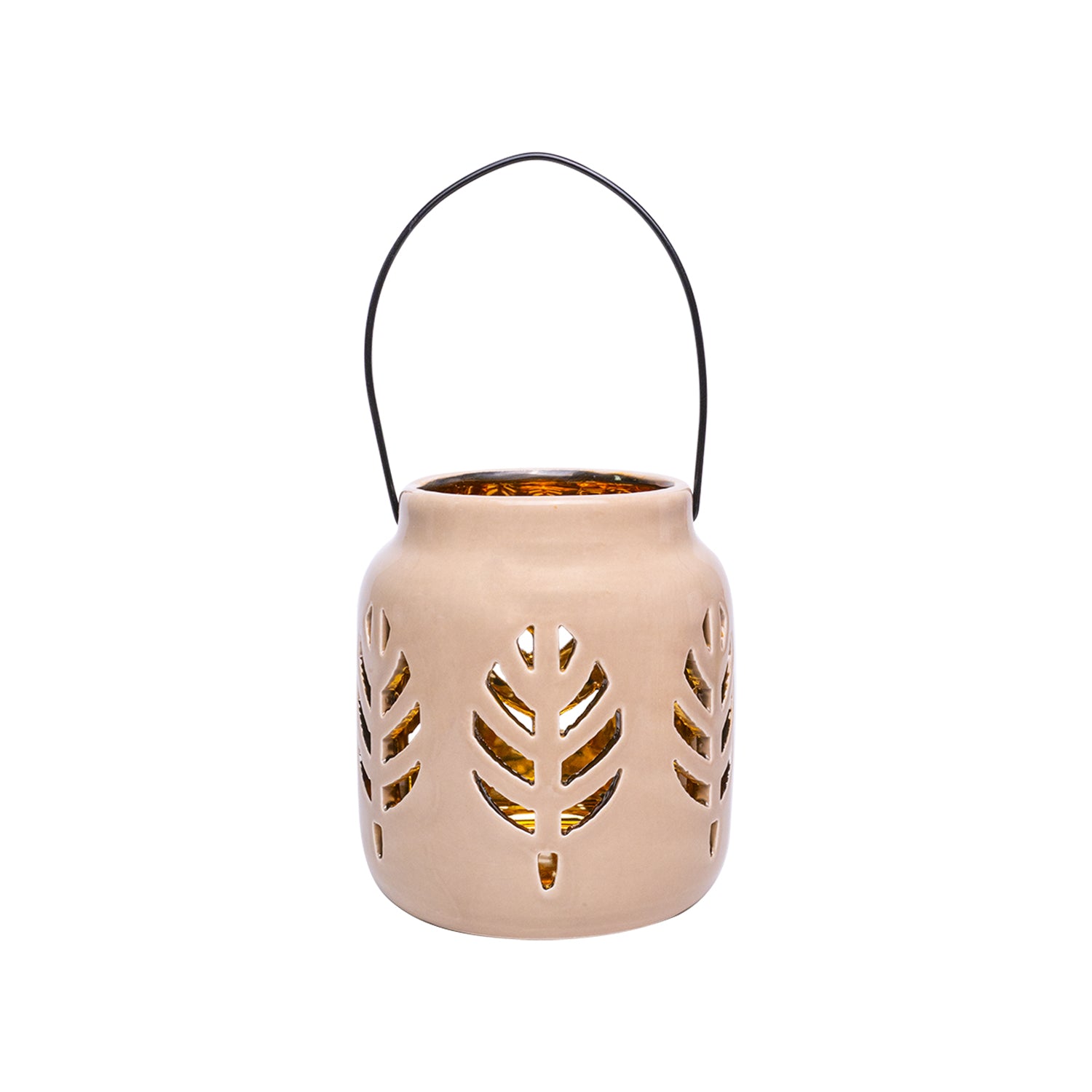 Hanging Tealight Holder - Ceramic & Brown