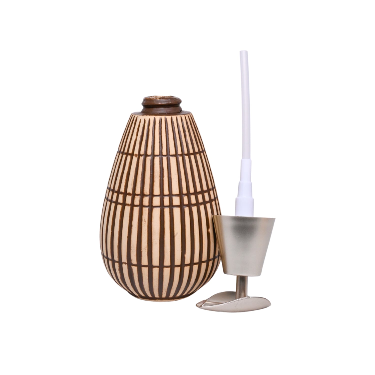 Light Brown Ceramic Pear Shape Soap Dispenser - 350mL