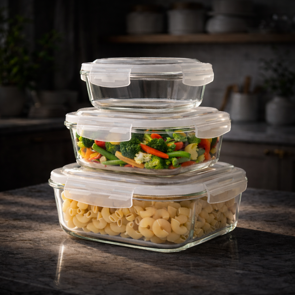 Food Container Vertical Get Organized with Borosilicate Food Containers - Pack of 3 (320ml ...