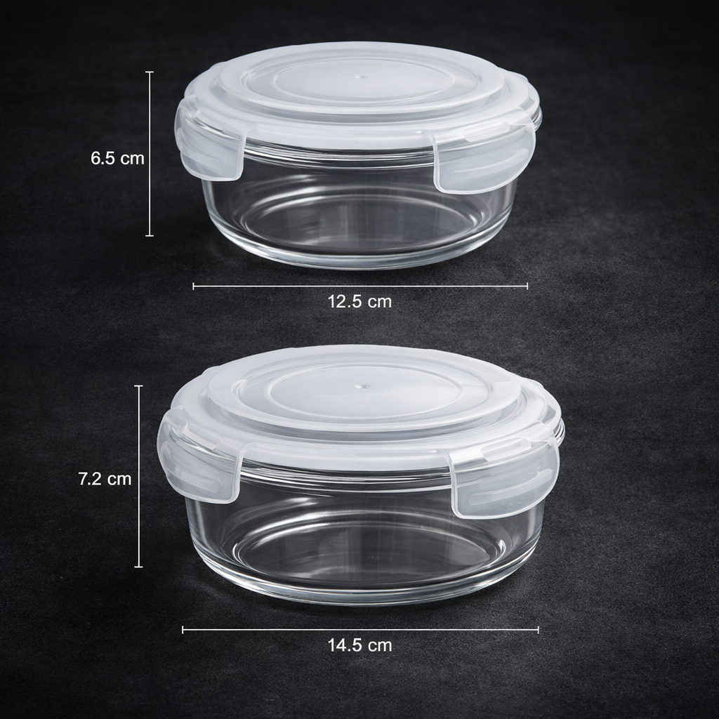Borosilicate Food Containers (Pack of 2 - 400ml & 620ml)