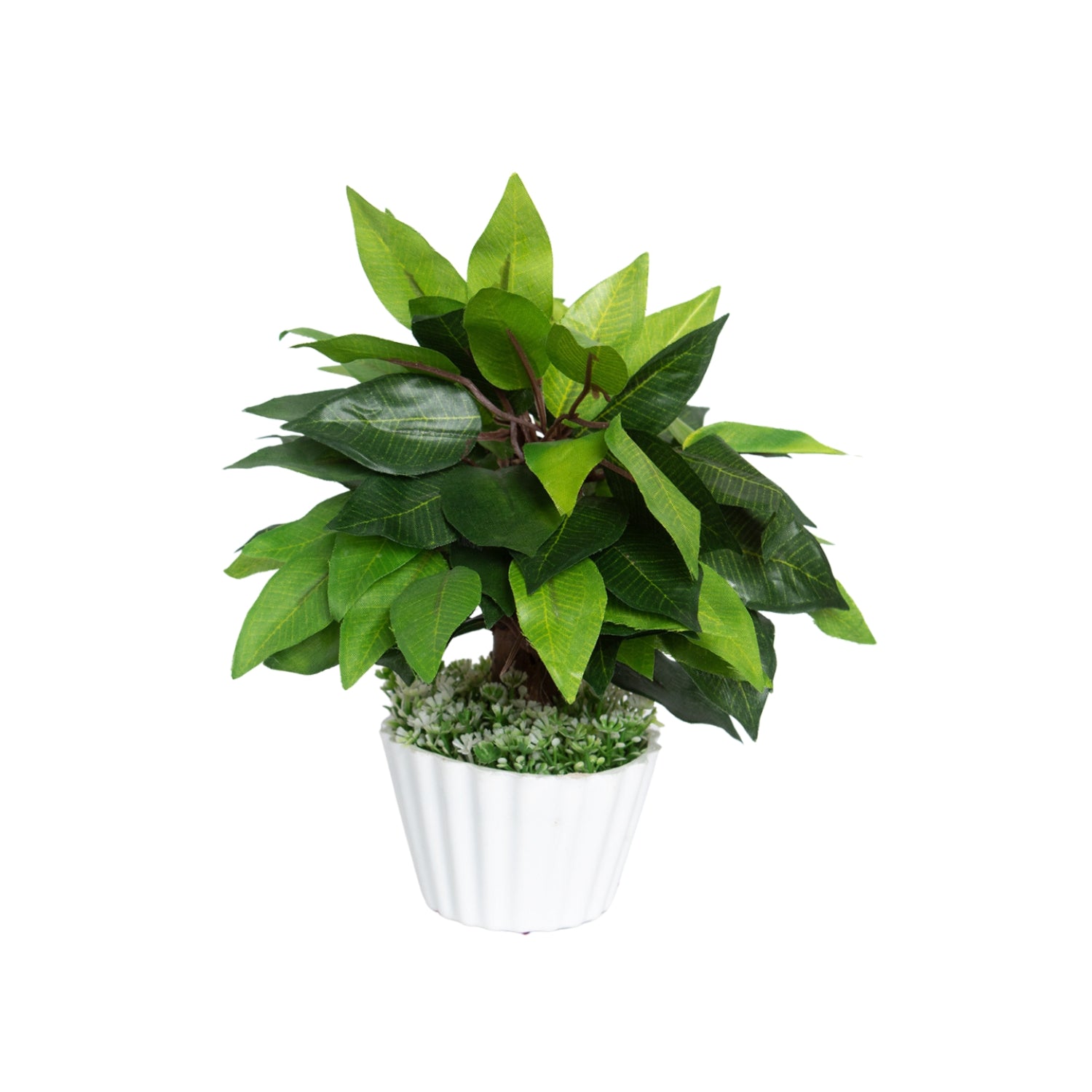 Ciliated Leaves Artificial Flower Vase For Home Décor