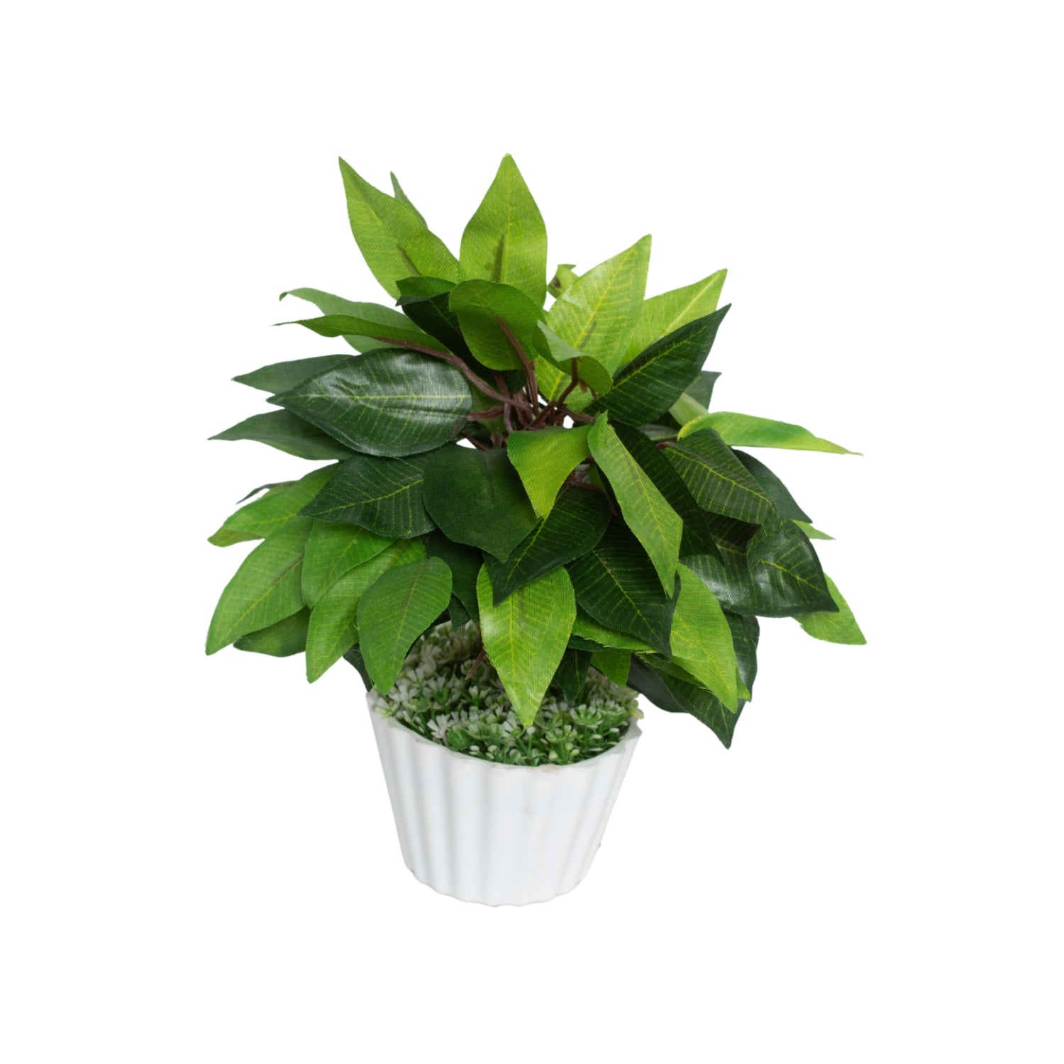 Ciliated Leaves Artificial Flower Vase For Home Décor