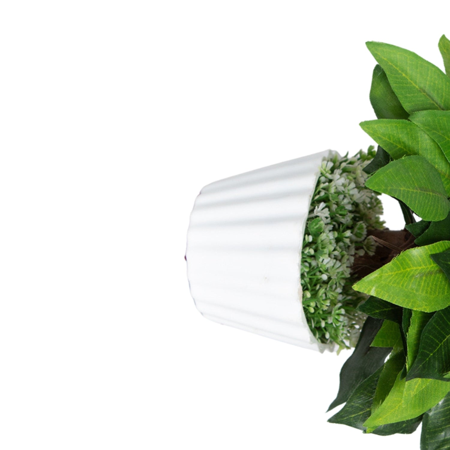 Ciliated Leaves Artificial Flower Vase For Home Décor