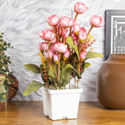 Pink Rose Artificial Flower Pot Home Decor