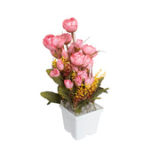 Pink Rose Artificial Flower Pot Home Decor