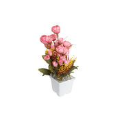 Pink Rose Artificial Flower Pot Home Decor