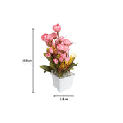 Pink Rose Artificial Flower Pot Home Decor