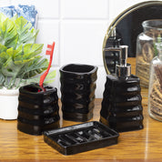 Black Spiral Bathroom Set of 4 - Spiral Patterns