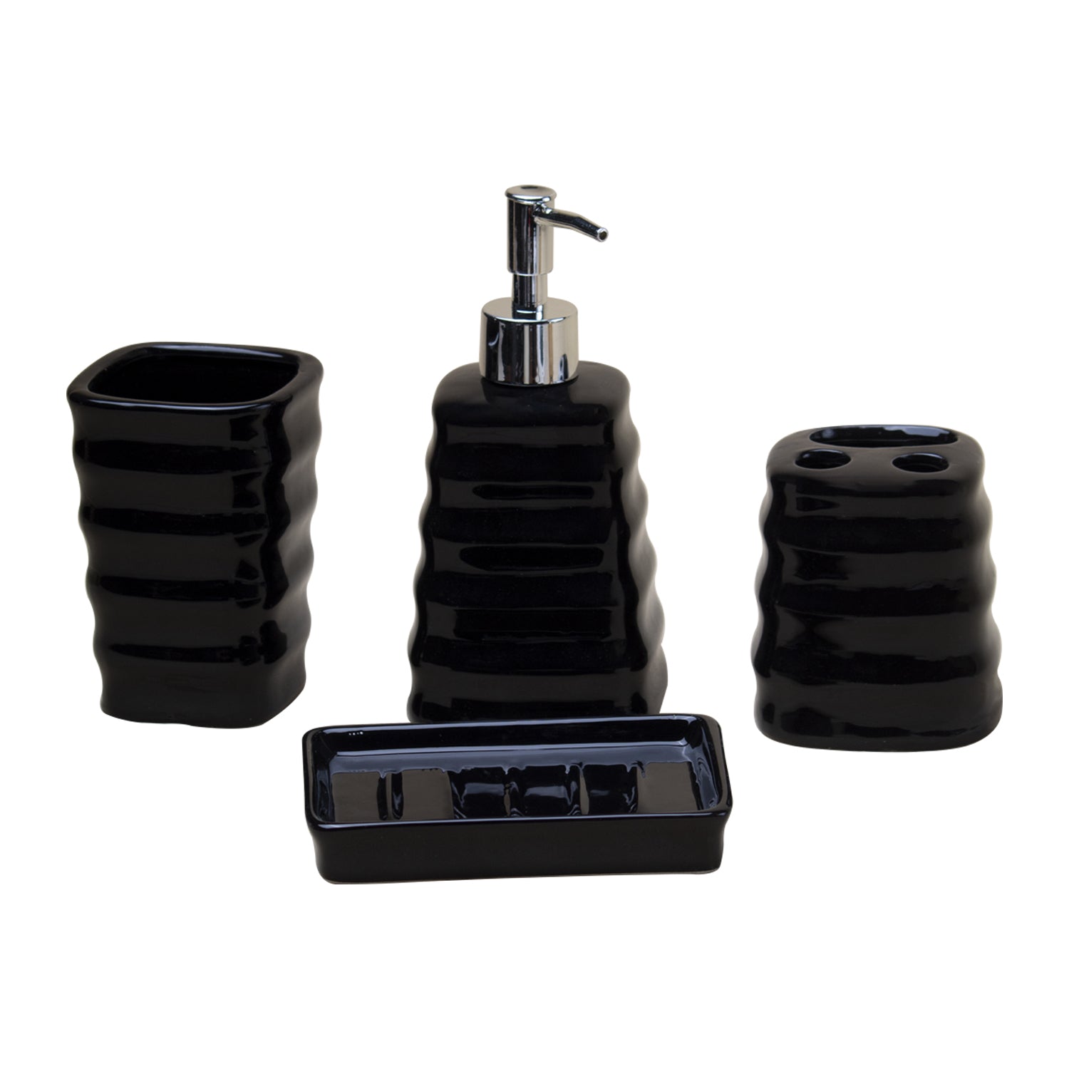 Black Spiral Bathroom Set of 4 - Spiral Patterns