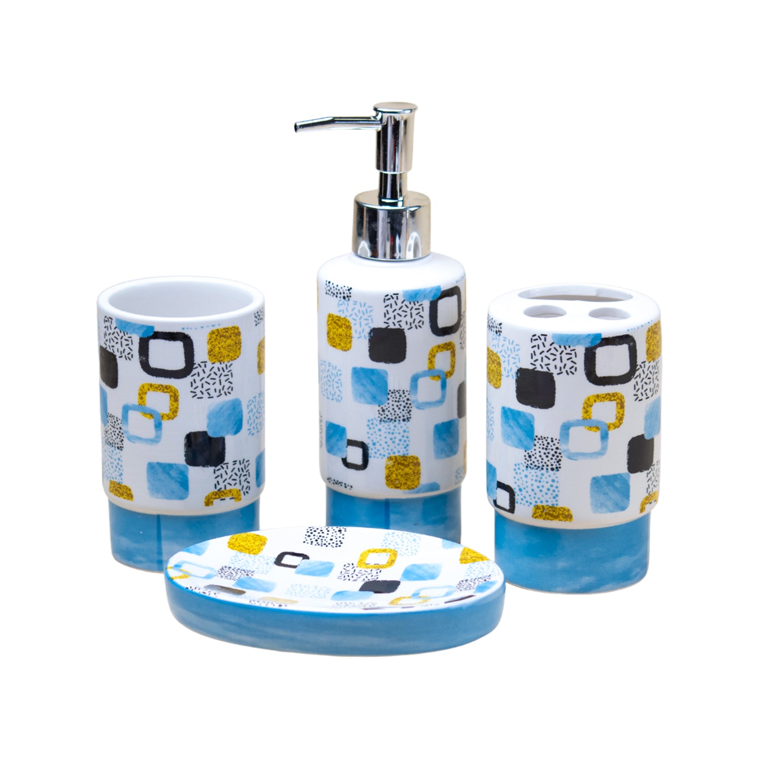 Bathroom Set of 4 - Multiple Square Print