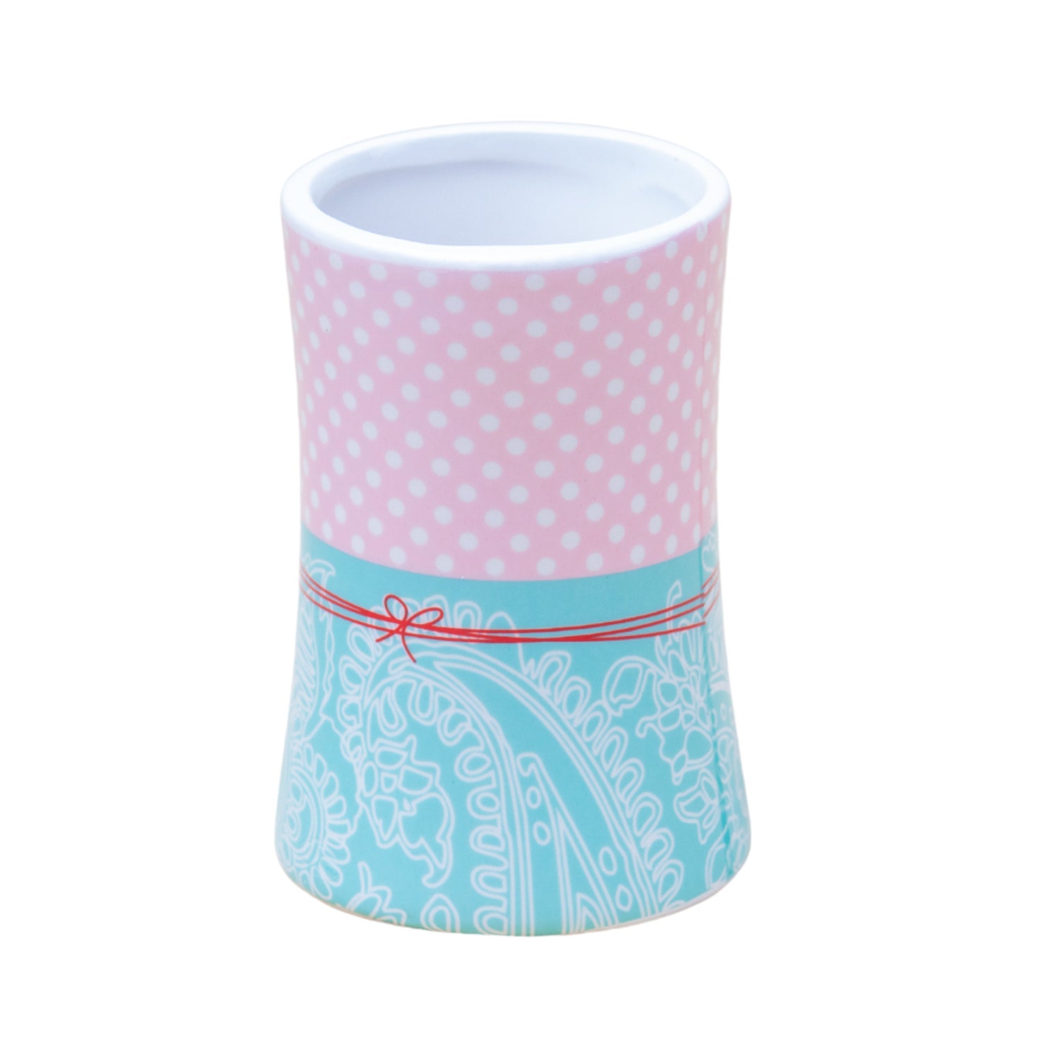 Ceramic Bathroom Set 4 - Polka Dot Print